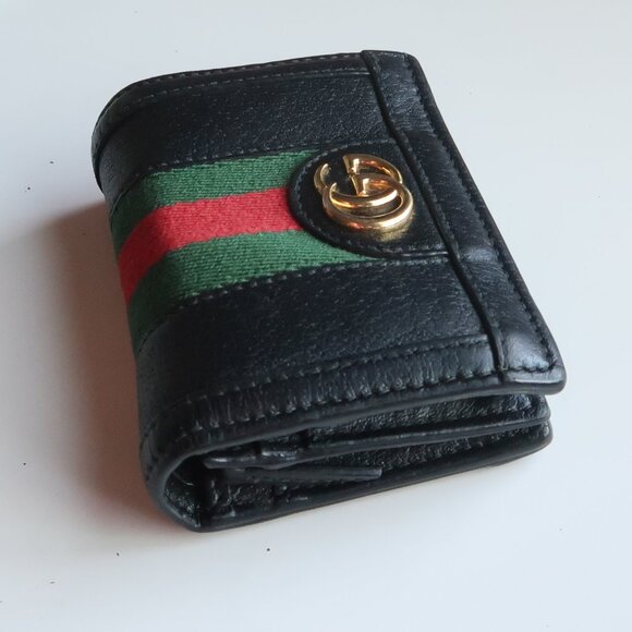 Gucci 100% Authentic Black Leather GG Ophidia Card Case Bifold Designer Wallet - Picture 10 of 16